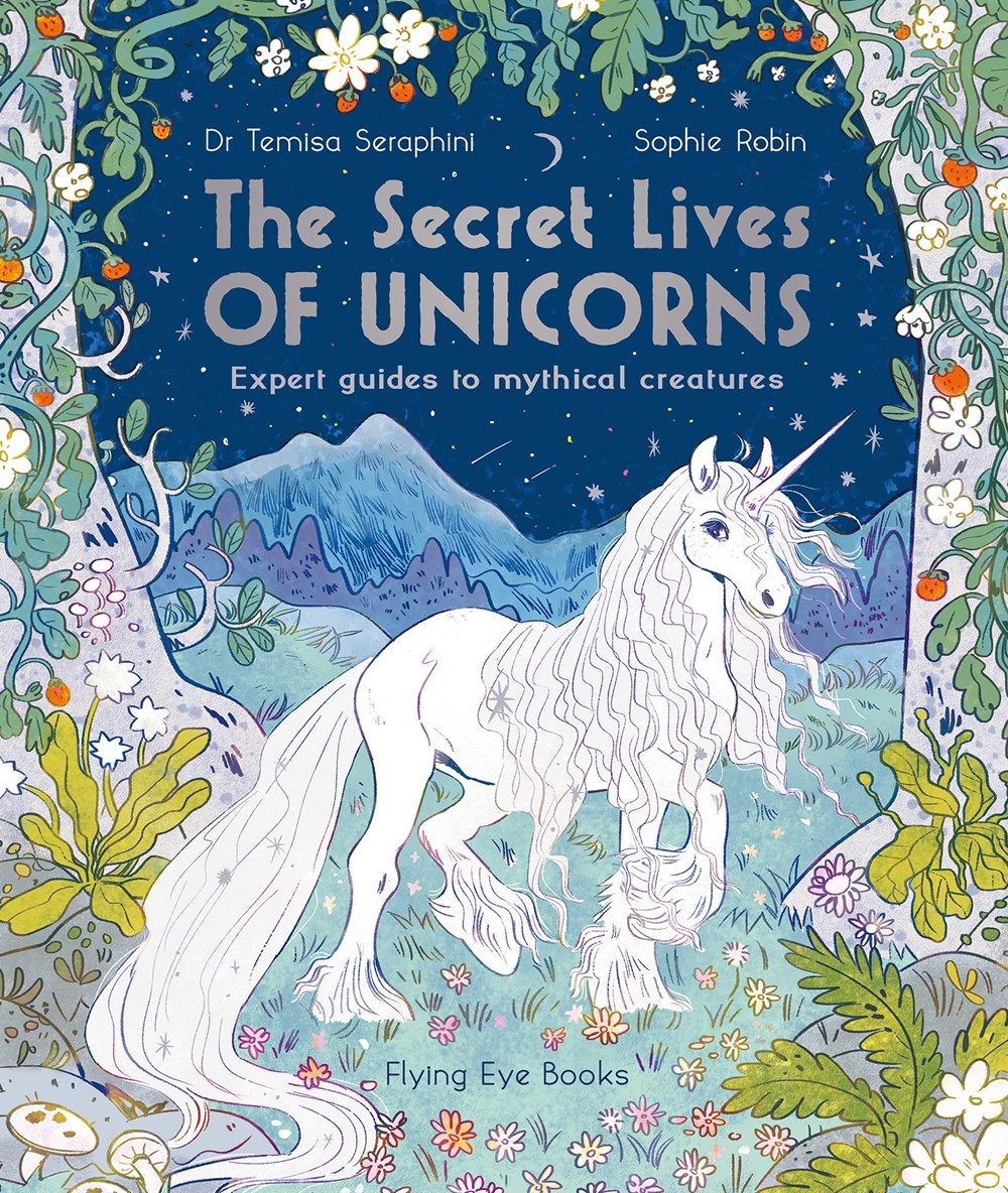cosmic background behind a long maned unicorn