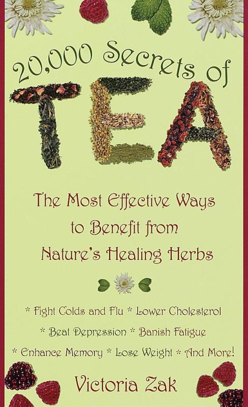 beige background with botanical plants and herbs and ground material spelling out tea 