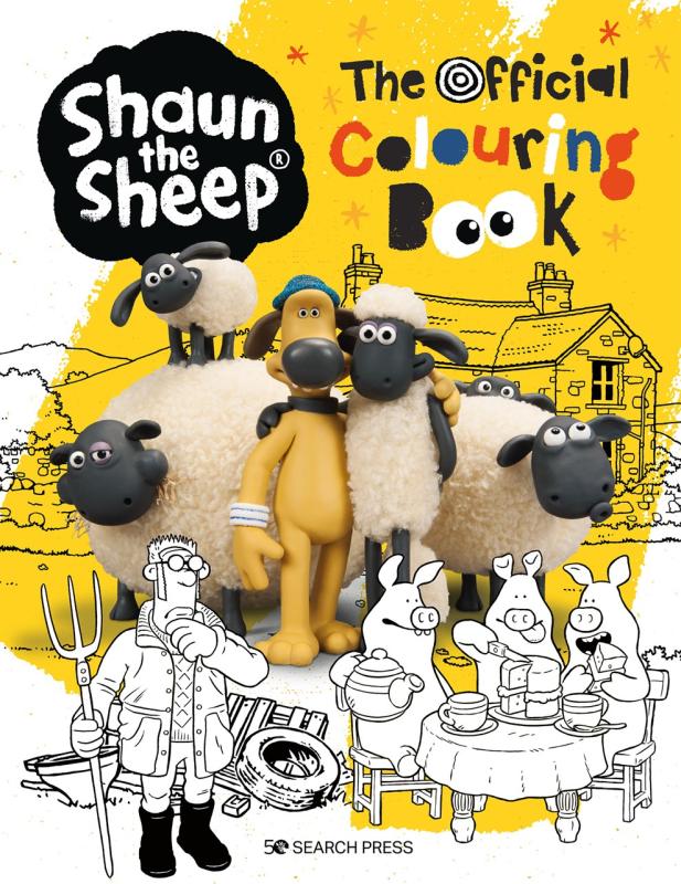 claymation dog and sheep with line art of a farmer and three pigs at a table