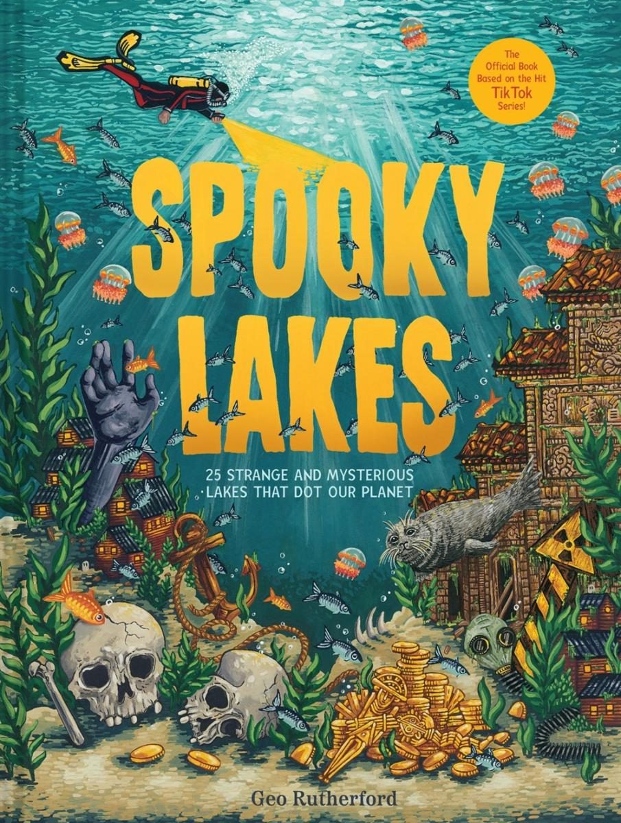 bottom of a lake with booty to plunder and a skull and an outstretched hand