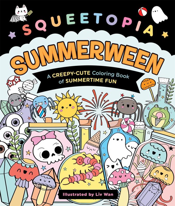 cute spooky figures over a cloud white background