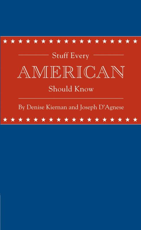 blue background with a red banner with white stars containing the info text in white