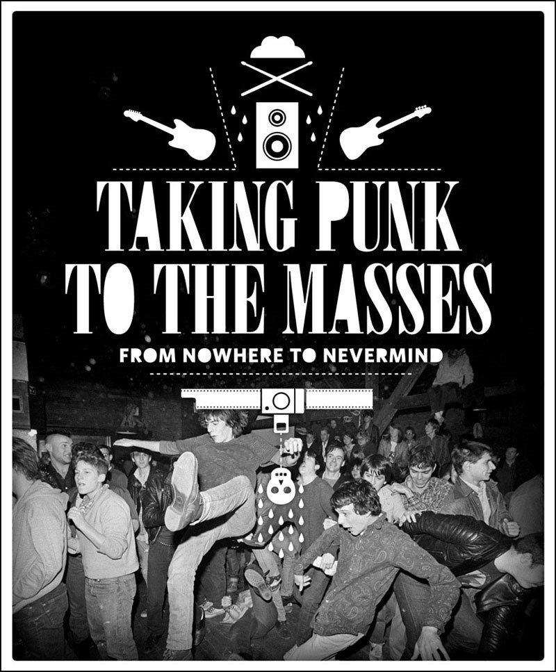 Black and white scene of a scene at a punk concert