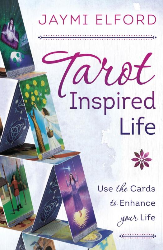 stacked tarot card design on blue background with purple text