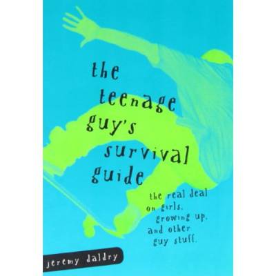 Bright blue cover with green image of a teenage boy doing a skateboarding trick. (US printing.)