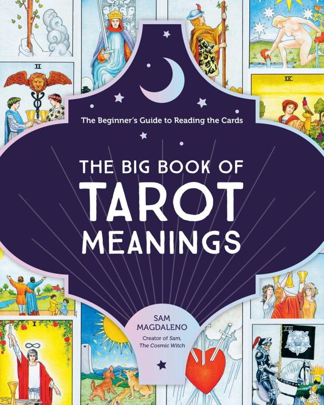 Title written in a design over several Tarot cards.