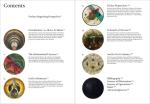 a table of contents with the chapter titles lefted by circular images representative of the aforementioned