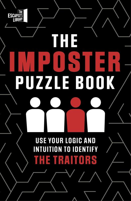 Geometric maze puzzle lines with four infographic people figures, three in white one in red matching the text color