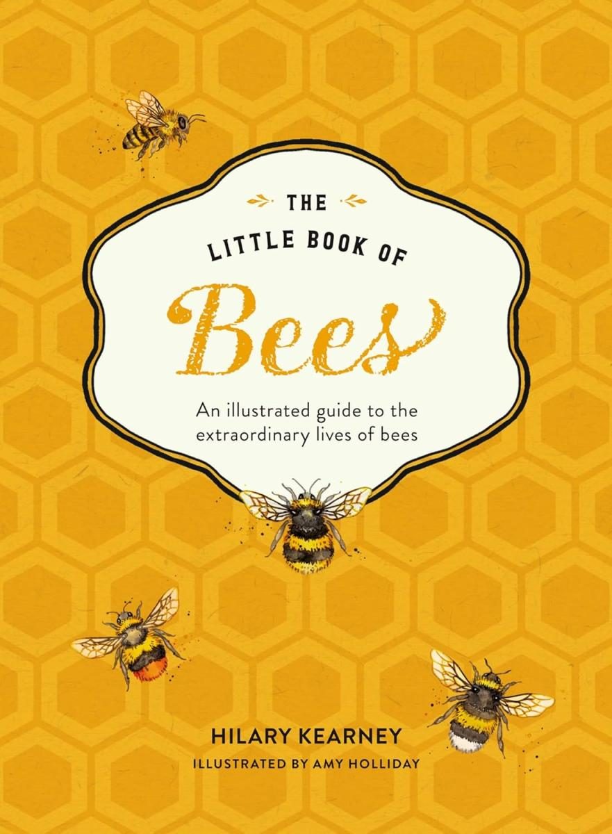bees around a honeycomb print yellow background