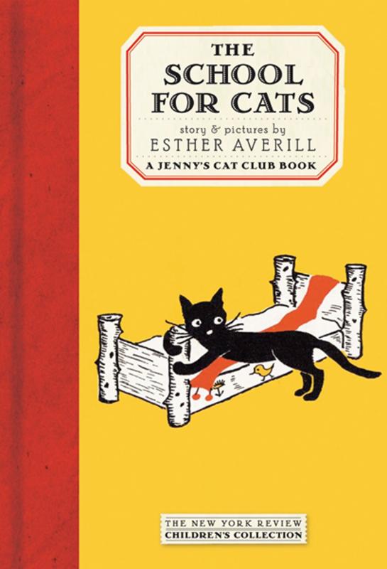black cat in a cute bed over yellow background with a red spine