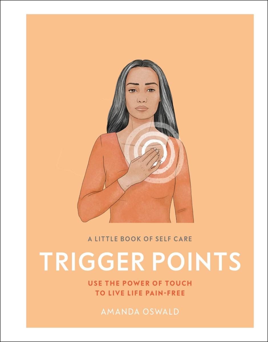 Waist up portrait of a person touching a radiating pressure point on a shoulder