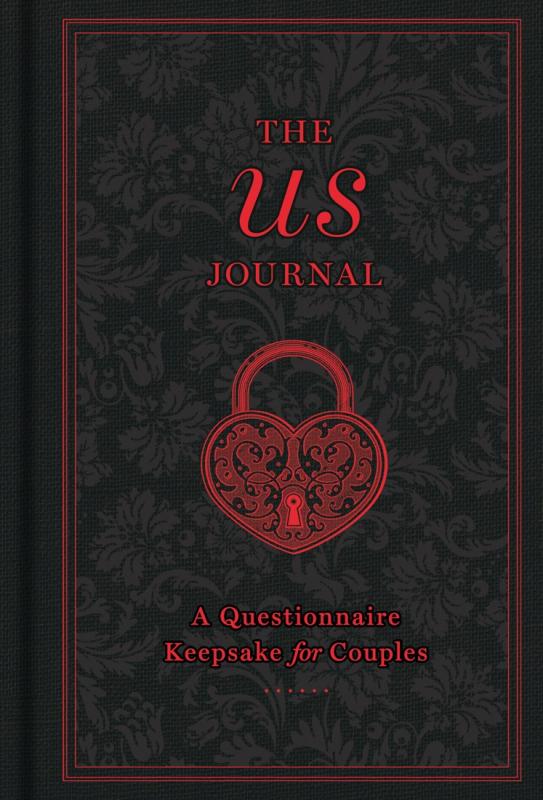 Black background with faded old-fashioned floral motif, upon which is printed a delicate red padlock in the shape of a heart and the title in red cursive