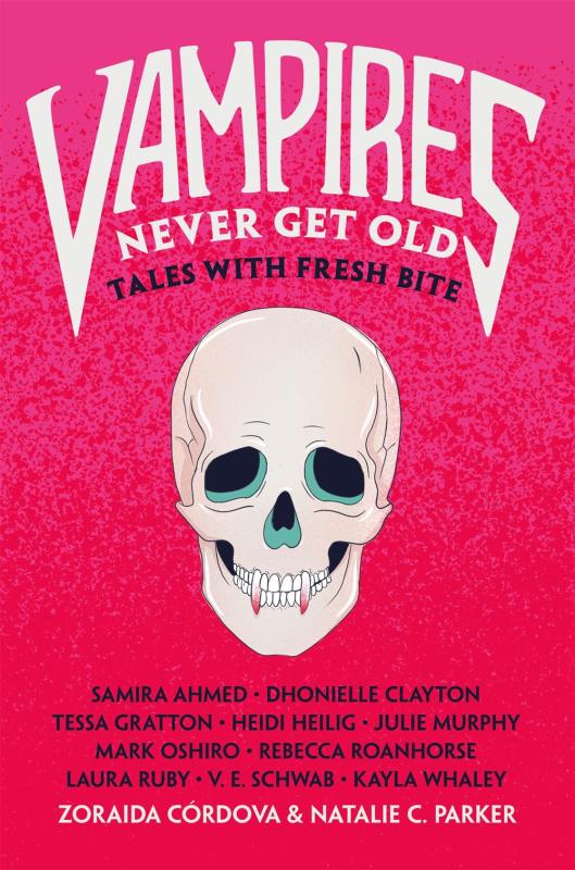 vampire skull over pink