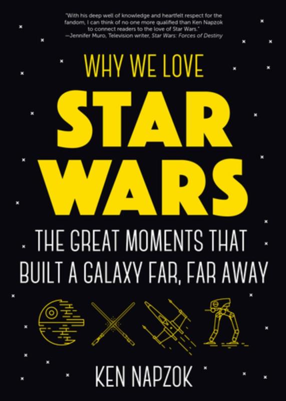 black with little stars and star wars motifs and yellow text