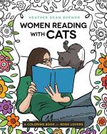 a woman reads a book with a cat by her side.
