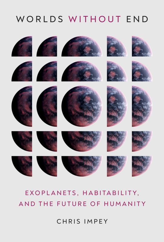 partial photos around a photo of an exoplanet over white