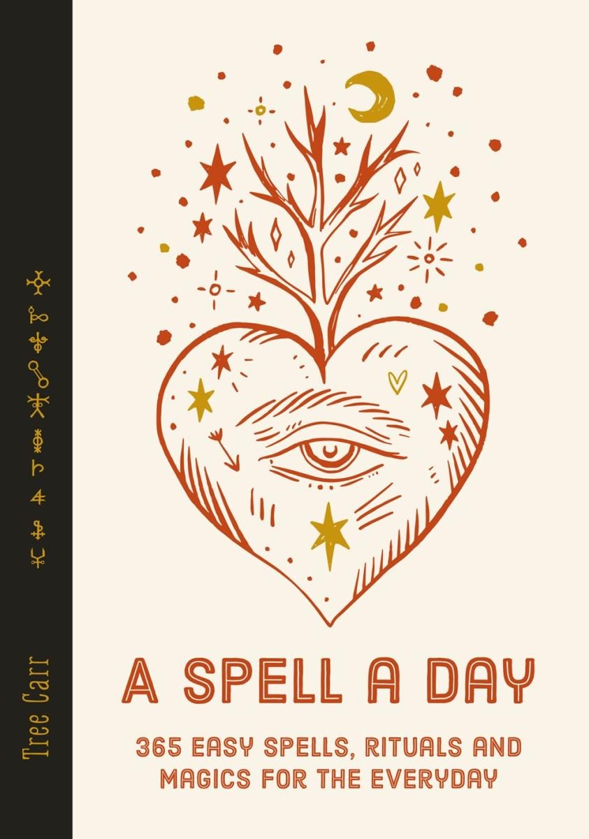 beige cover with illustration of an eye inside a heart with herbs and stars