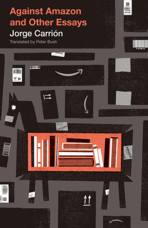 an illustrated collage of Amazon packages and a Trojan Horse filled with books.