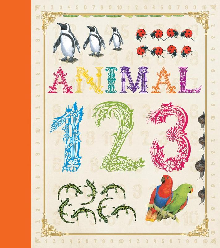 penguins, ladybugs, lizards, parrots, and the title text in letters made up of flora and fauna