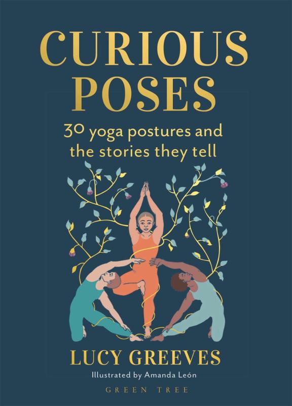 three different illustrated figures doing yoga poses