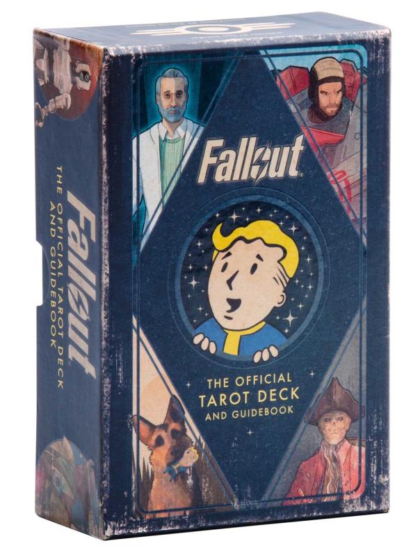 Blue tarot box with the Fallout thumbs-up guy.