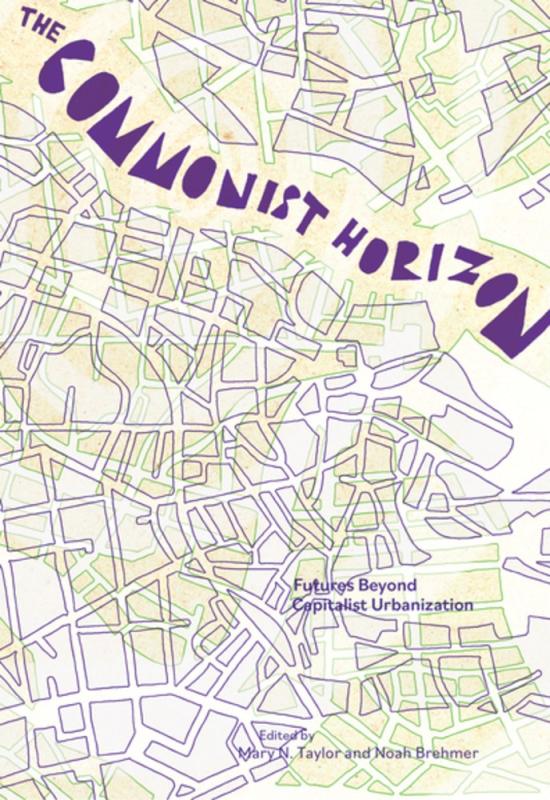 a map of a city with the title text weaving through it in purple and the streets outlined in purple