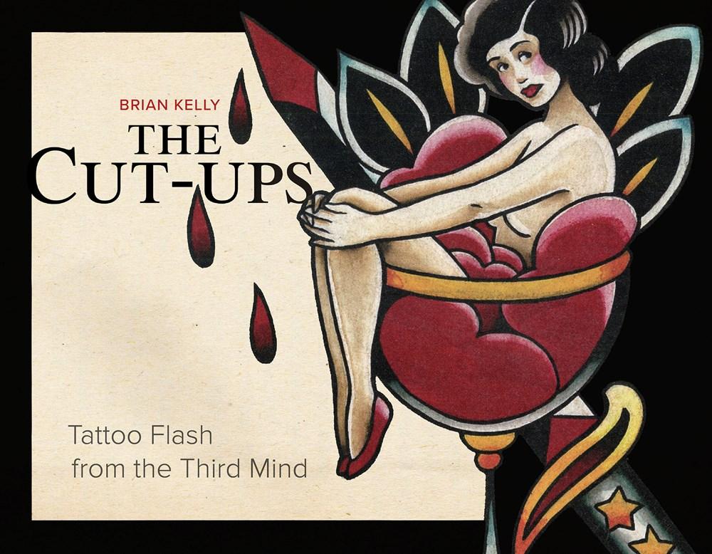 a retro style tattoo of a naked woman sitting in a glass of wine