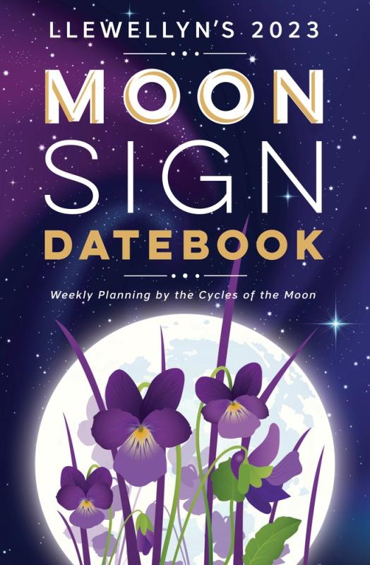 an illustration of purple flowers in the foreground framed by the moon in the background