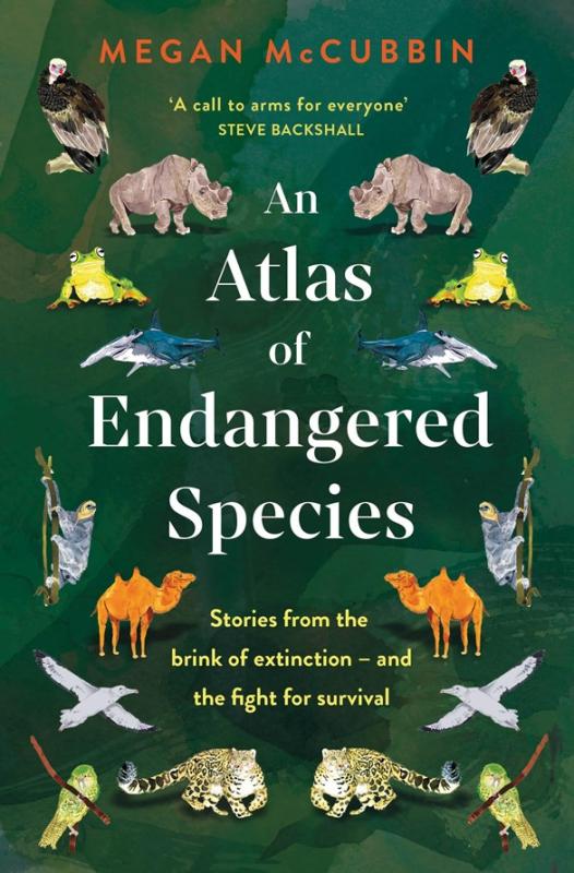 green cover with bold white text and collage of illustrated animals