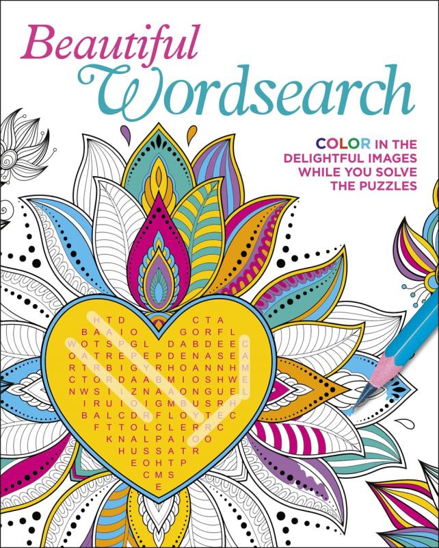 a heart with a wordsearch in it, surrounded by a mandala