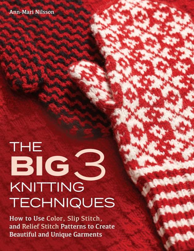 red cover with white text with close up of mittens