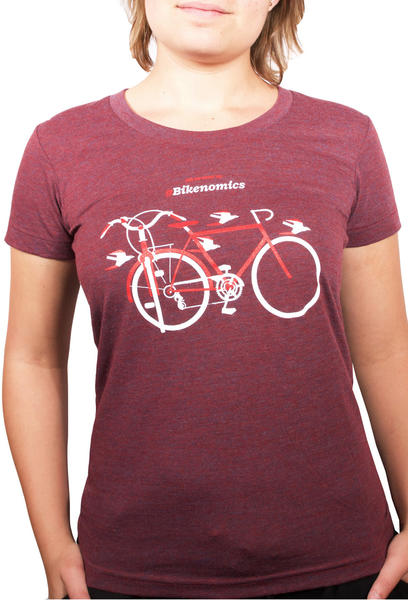 a shirt with perpendicular bicycles and the title, "Bikenomics"