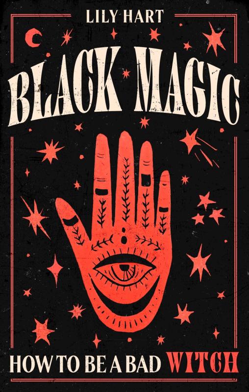 palmistry motif over a starry black background