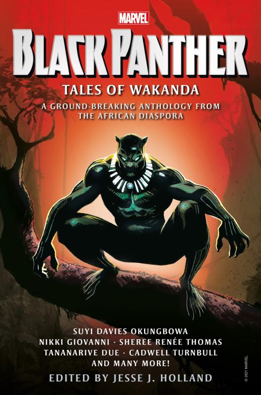 red and black cover with white text with black panther crouching 