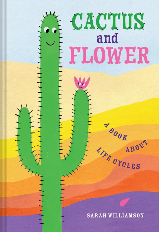 an illustrated cactus with eyes looking at the flower on one of its arms