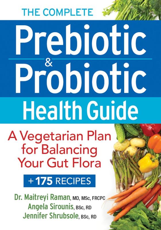 blue and white cover with illustration of veggies and white and red text