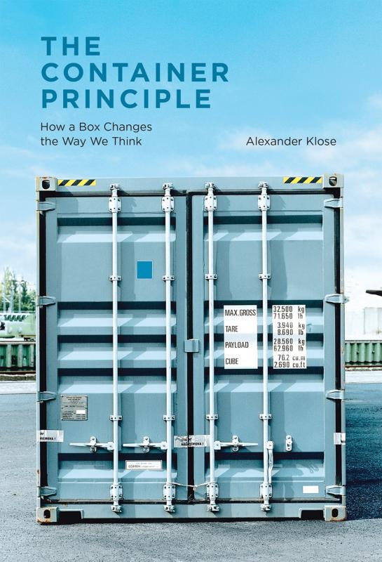 blue sky with blue shipping container with blue text