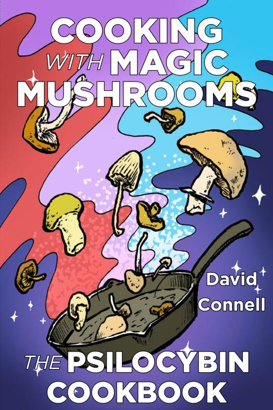 psychedelic mushrooms fly into a saucepan