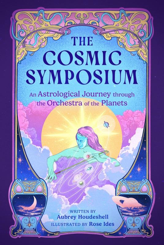 purple cover with illustration of a sky person playing a galaxy with a instrument bow