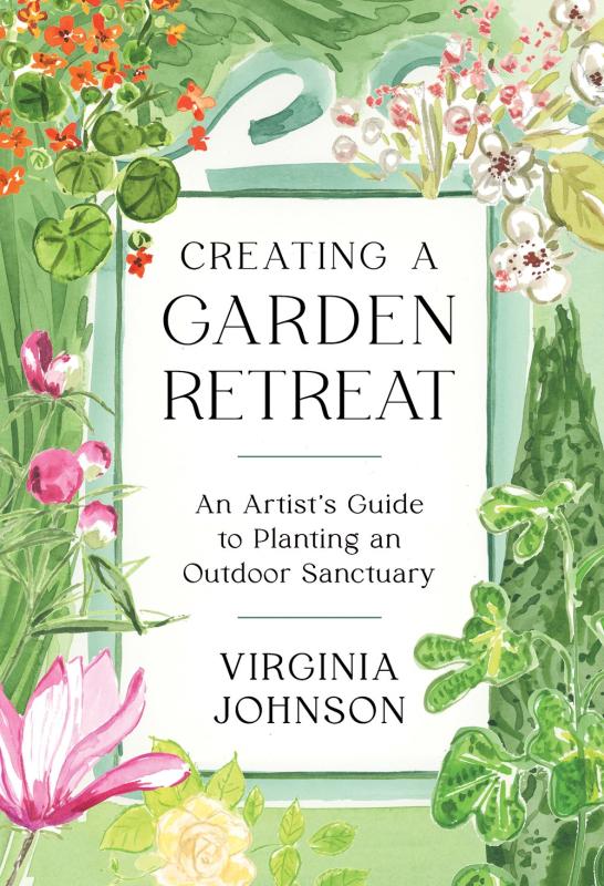 Book cover featuring title in a white rectangle surrounded by colorful watercolor illustrations of flowers and greenery.