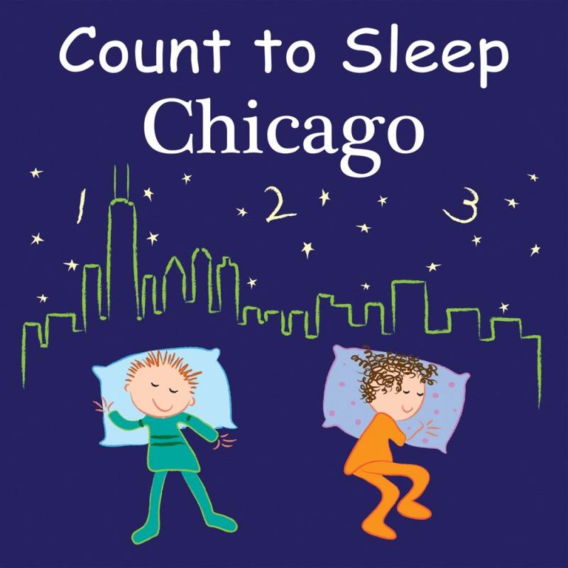 Cover with drawing of two sleeping kids in front of the Chicago skyline