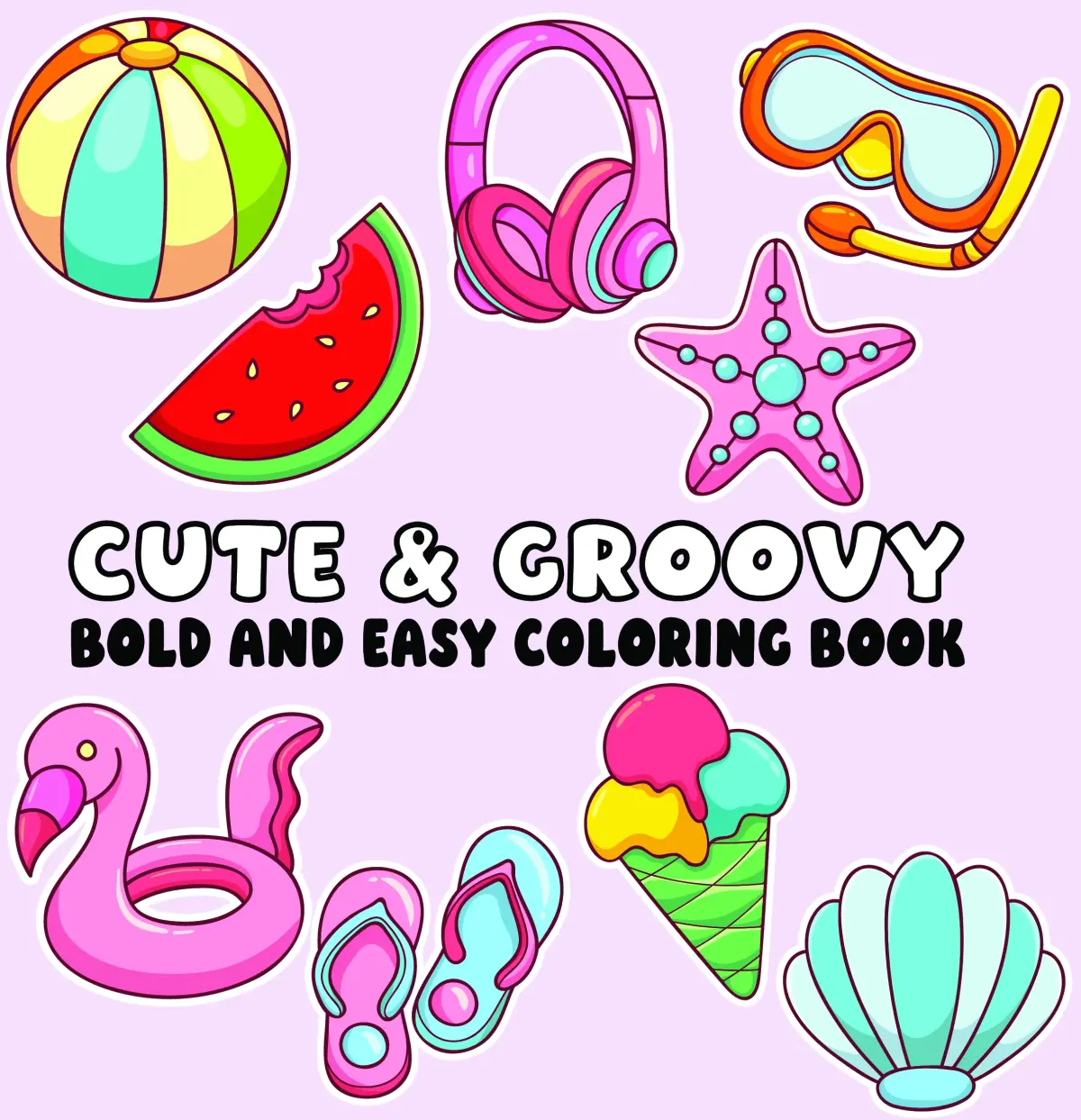 pink cover with bold white text and collage of various summer items