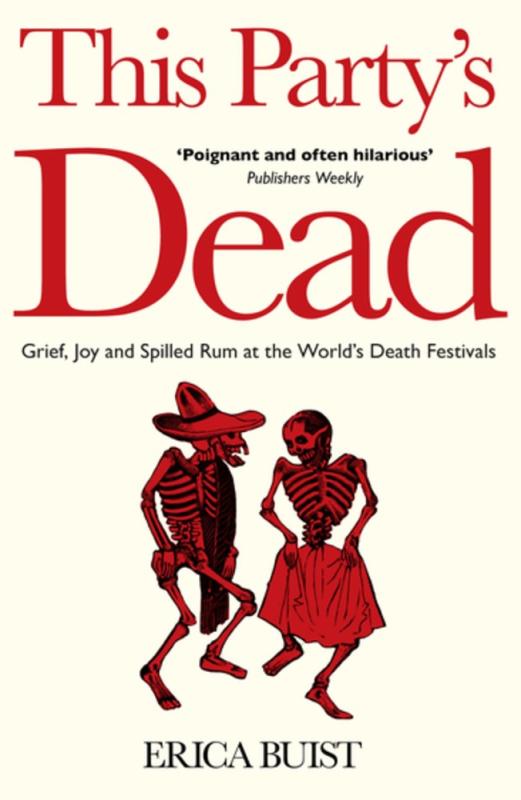 two illustrated skeletons, one wearing a skirt and the other wearing a hat