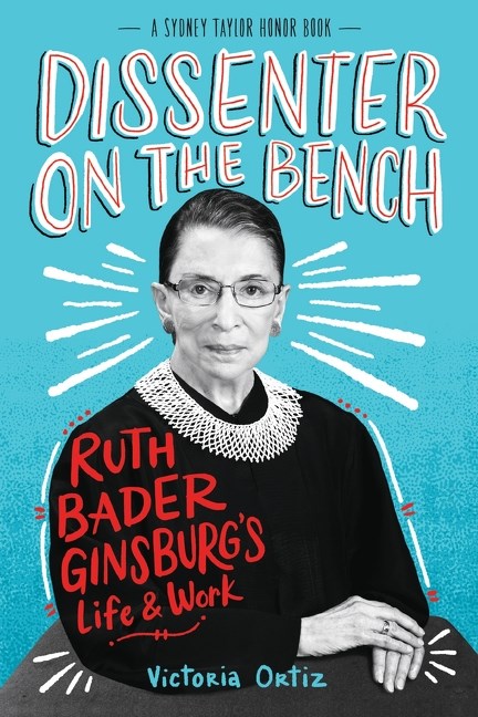 a photograph of ruth bader ginsburg with illustrated lines radiating out from her head