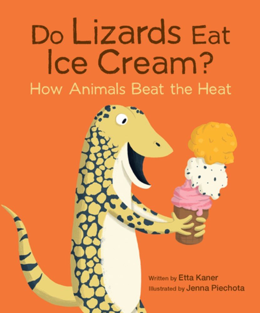 orange cover with yellow lizards holding ice cream cone