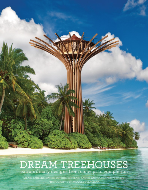 a really fantastical looking treehouse, like a giant palm tree