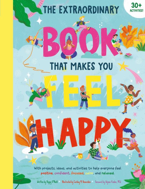 blue cover with yellow spine with illustration of kids playing with black pink yellow and red text