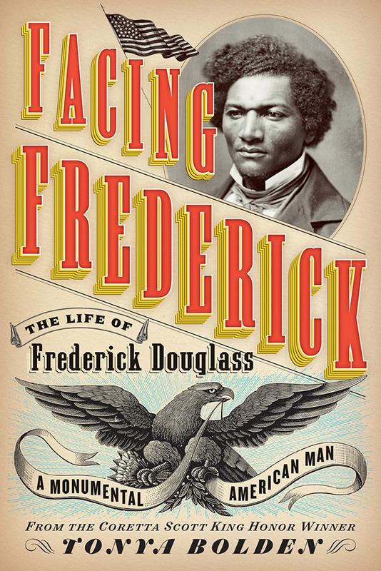 portrait of Frederick Douglass above the eagle emblem representing the United States