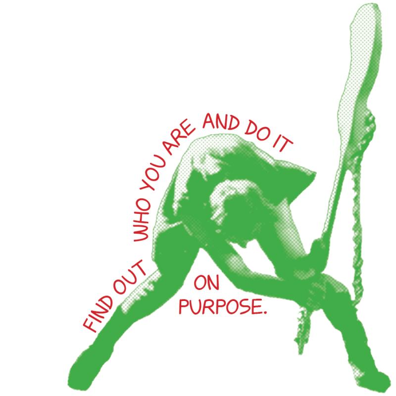 Green silhouette of a person about to smash a bass guitar, surrounded by red text.