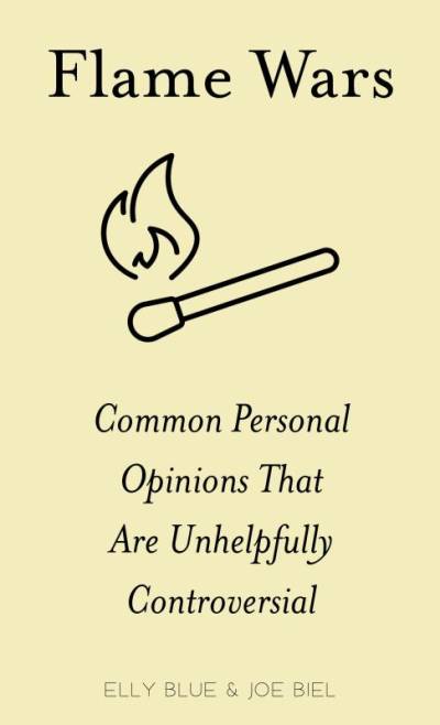 Cream colored background with black text and a simple line illustration of a burning match.